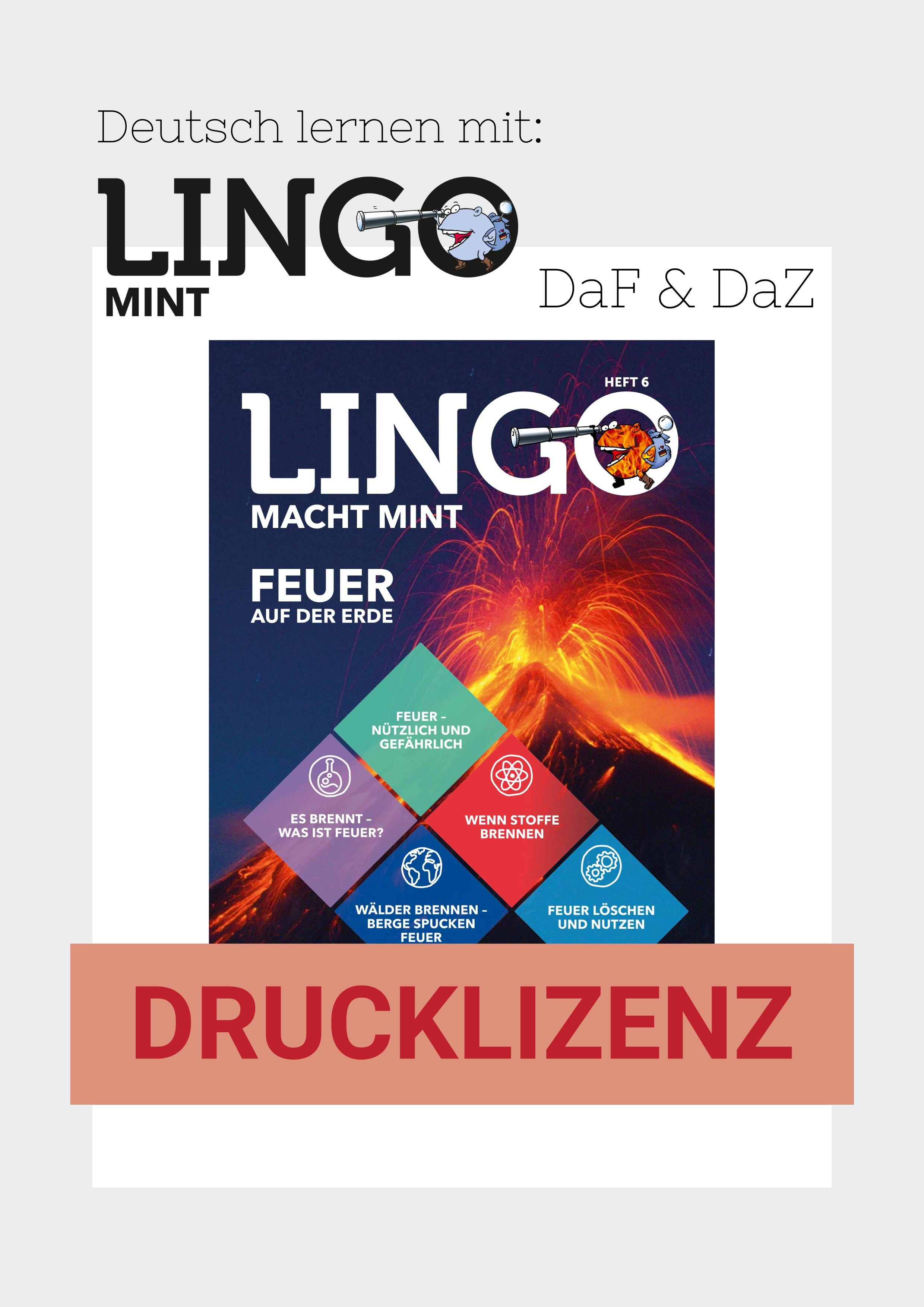 Titelbild: Lingo macht MINT Drucklizenz 6 Feuer auf der Erde Titelbild: Lingo macht MINT Drucklizenz 6 Feuer auf der Erde