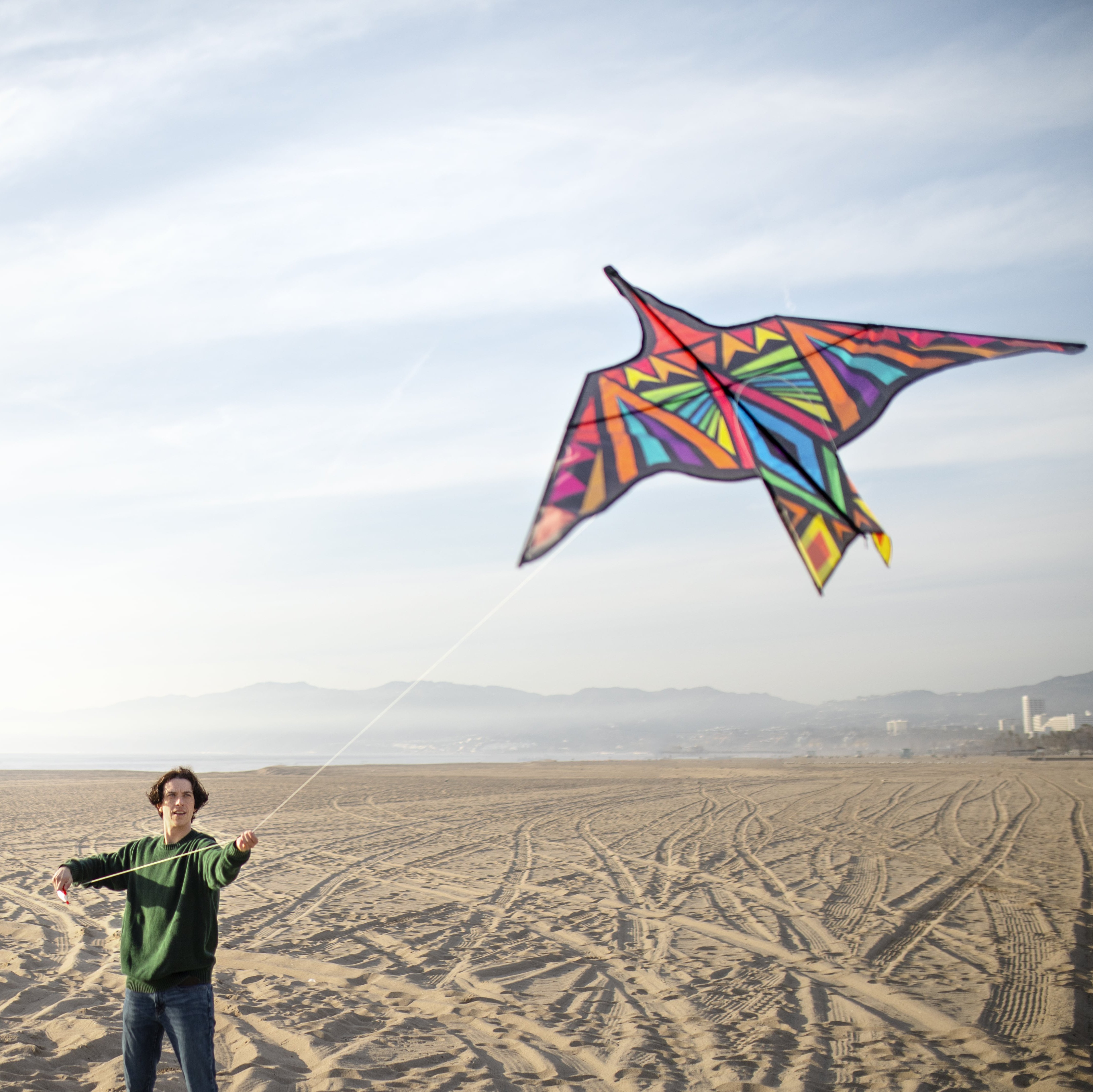junger Mann mit Flugdrachen