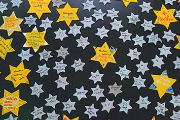 Die Sponsorentafel bei der Einweihung; Schülerlabor Astronomie, Carl-Fuhlrott-Gymnasiums Wuppertal