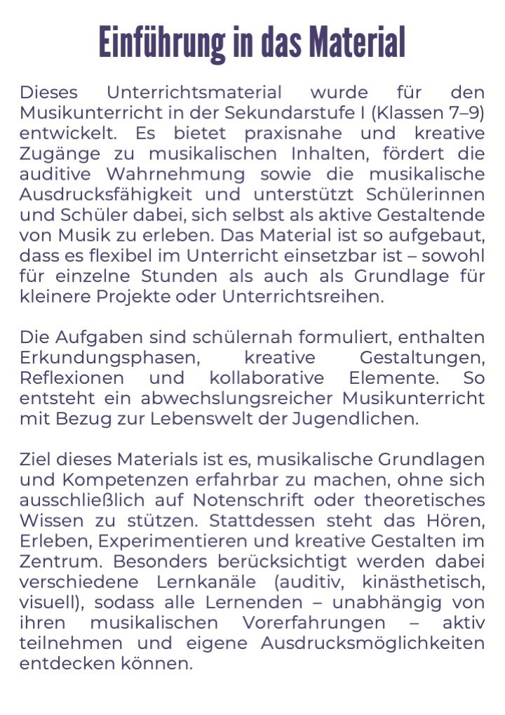 Einführung in das Material Partitur Einführung in das Material Partitur