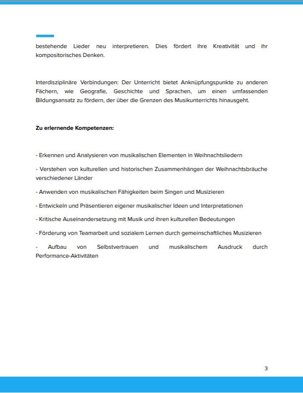 Kompetenzen: Weihnachtslieder aus aller Welt Kompetenzen: Weihnachtslieder aus aller Welt