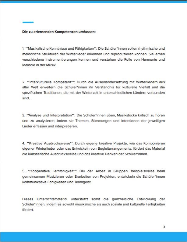 Kompetenzen: Winterlieder Global Kompetenzen: Winterlieder Global