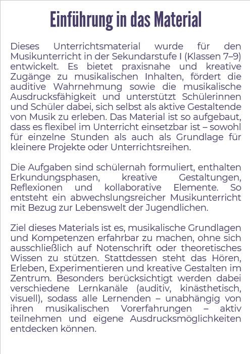 Einführung in das Material Klangfarben Einführung in das Material Klangfarben