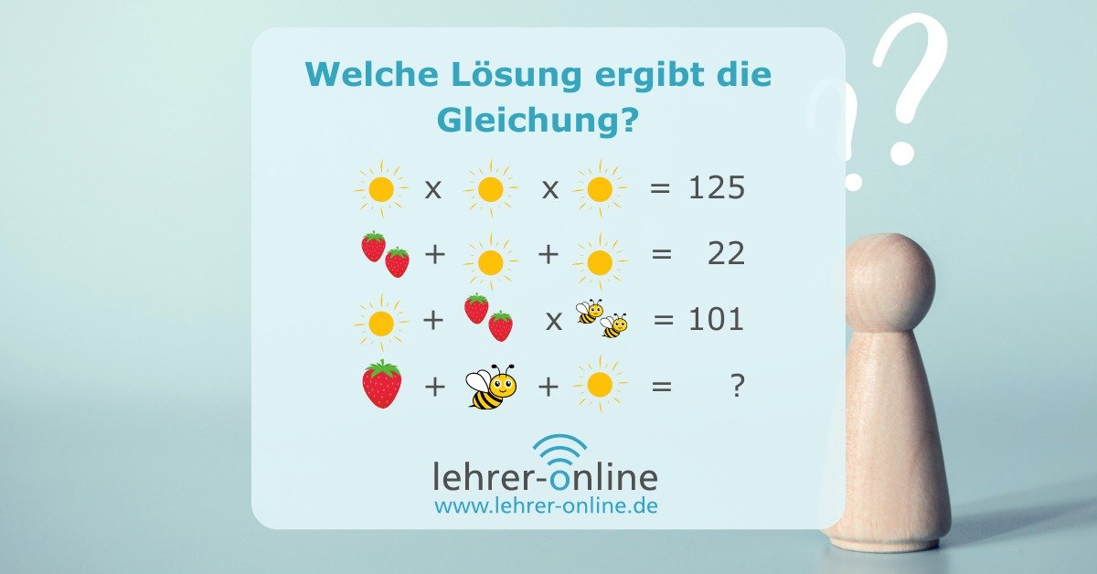Sommerrätsel Rechenspiel für Grundschüler | Lehrer-Online Welche Lösung ergibt die Gleichung?