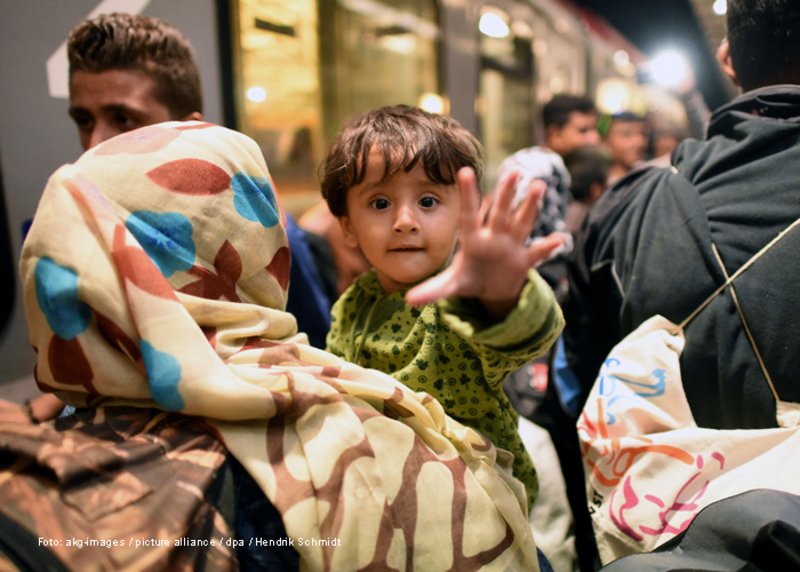 Ankunft von Flüchtlingen am Bahnhof Saalfeld.