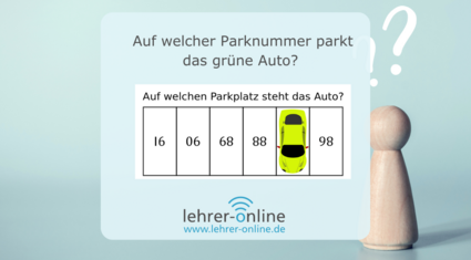 Auf welcher Parkplatznummer steht das grüne Auto?