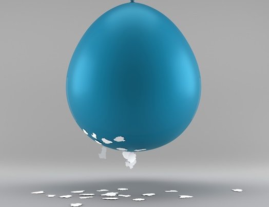 Ein aufgeblasener Ballon zieht Papierschnipsel an