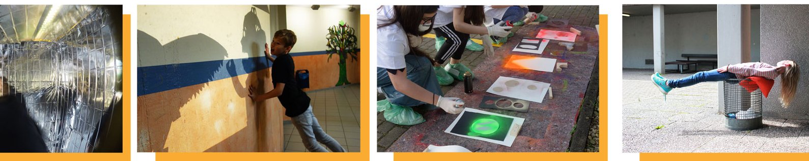 verschiedene künstlerische Projekte zwischen Schulklassen und Kunstschaffenden