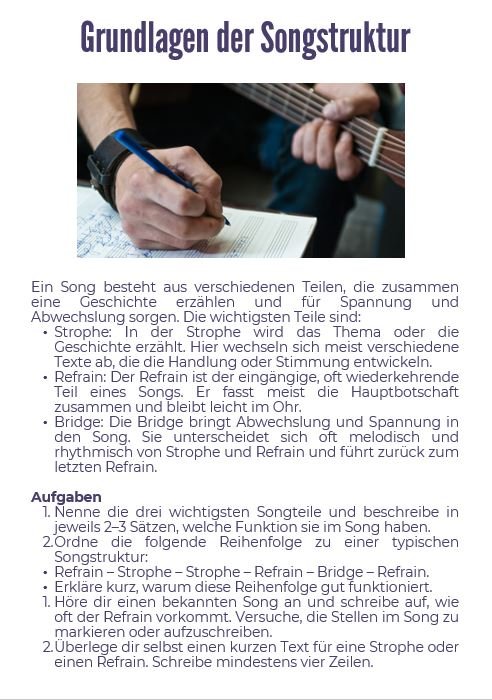 Thematischer Einstieg Songwriting Thematischer Einstieg Songwriting