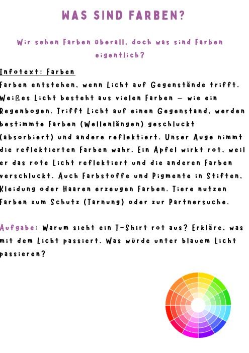 Info: Farben Sekundarstufe I Info: Farben Sekundarstufe I