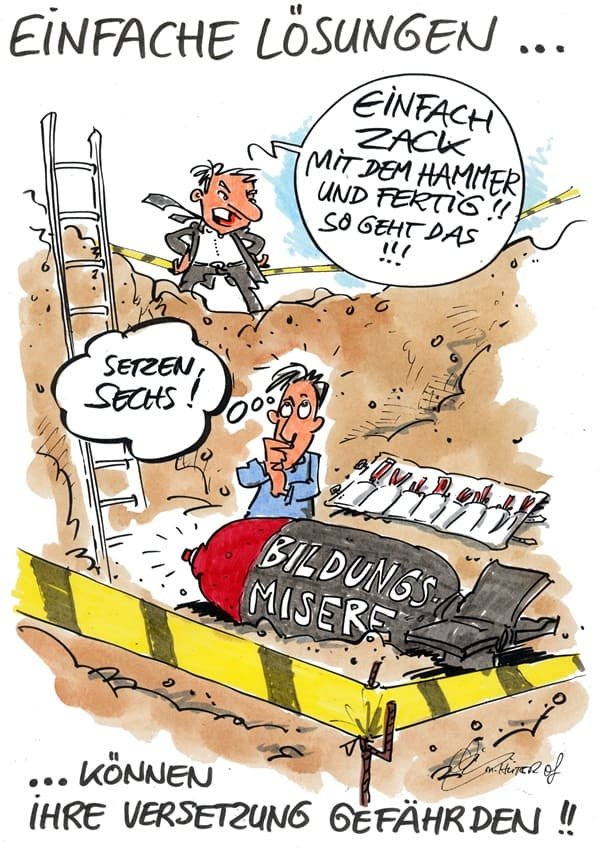 Cartoon: Einfache Lösung Bildungsmisere