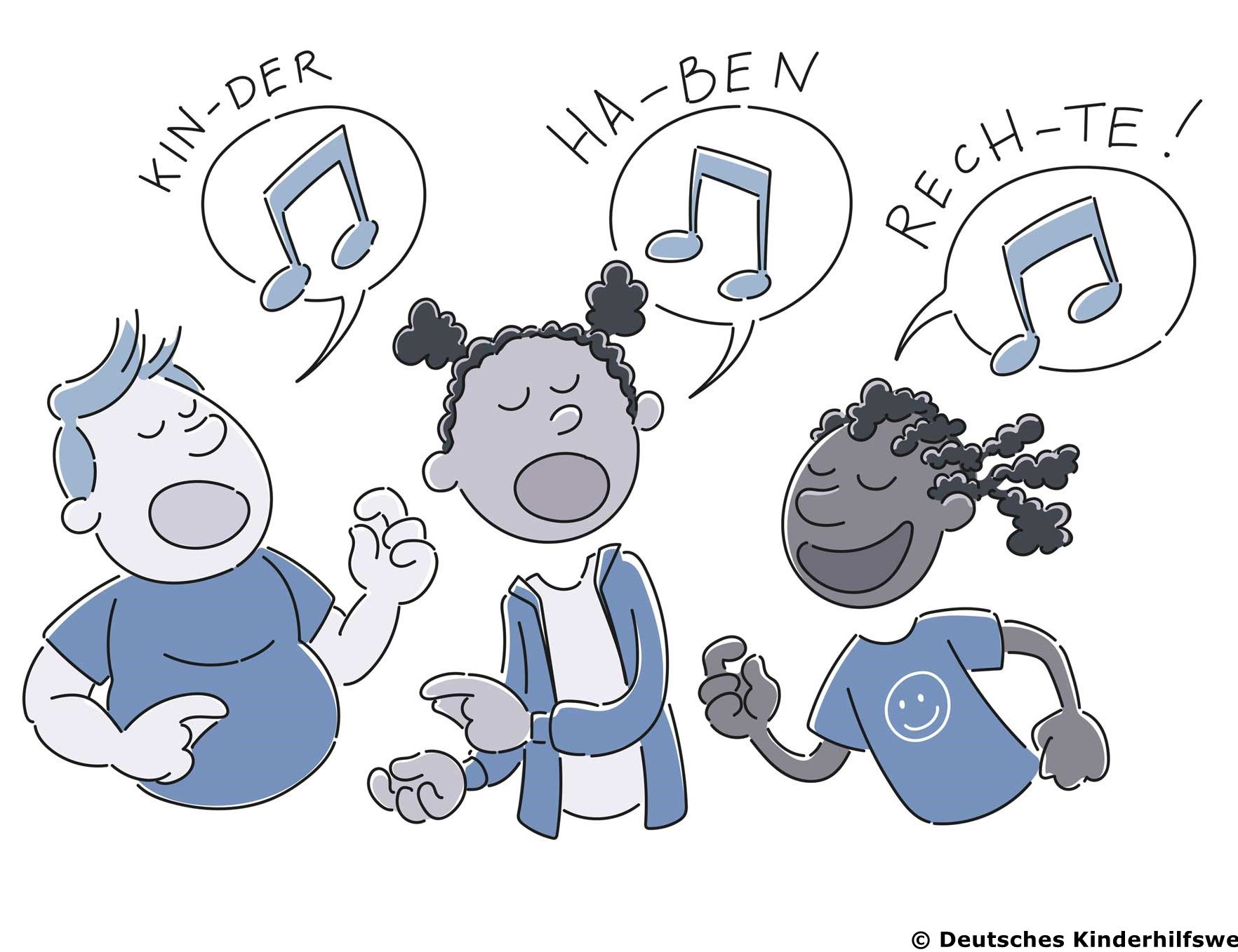 Cartoon singende Kinder