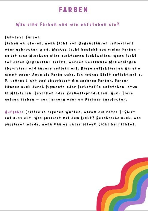 Info: Farben erforschen Grundschule
