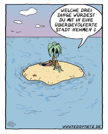 zwei Menschen auf einer einsamen Insel