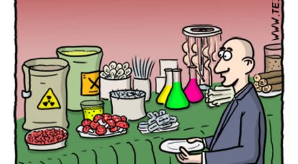 Mann vorm all you can eat Buffet bei Chemikern