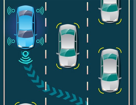Vogelperspektive: Autos auf der Fahrbahn