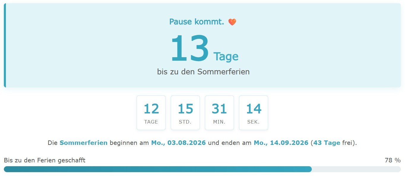 Ferien Countdown von Lehrer-Online Zeigt einen Ausschnitt vom Ferien Countdown