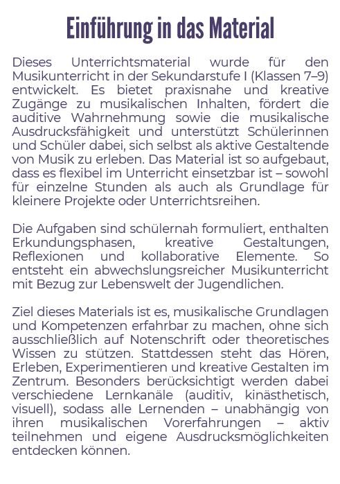 Einführung in das Material: Musiktechnologie Einführung in das Material: Musiktechnologie