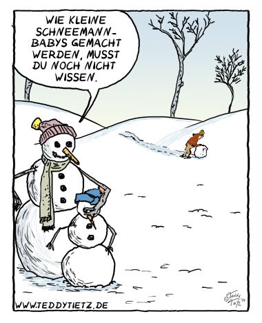 Cartoon Schneemann mit Schneemann-Baby