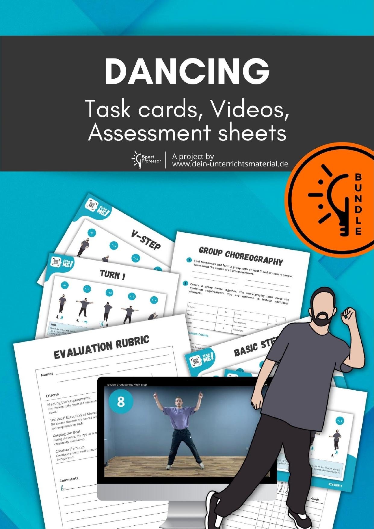003568 Dance Bundle 12 Basic Steps Choreography Tasks Videos Assessment Sheet