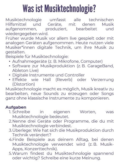 Thematischer Einstieg Musiktechnologie Thematischer Einstieg Musiktechnologie