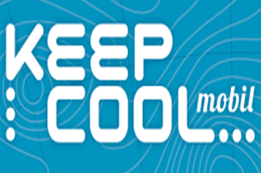 blauer Hintergrund, weiße Schrift, keep cool