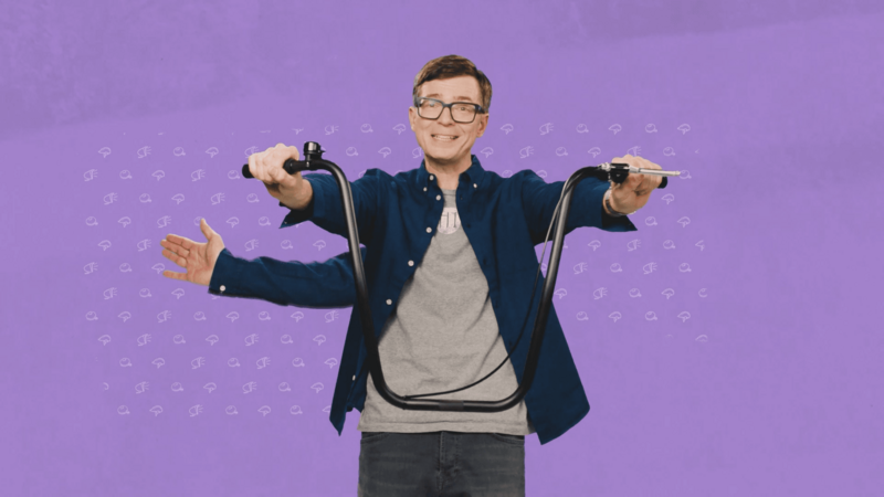 Ralph Caspers mit Fahrradlenker