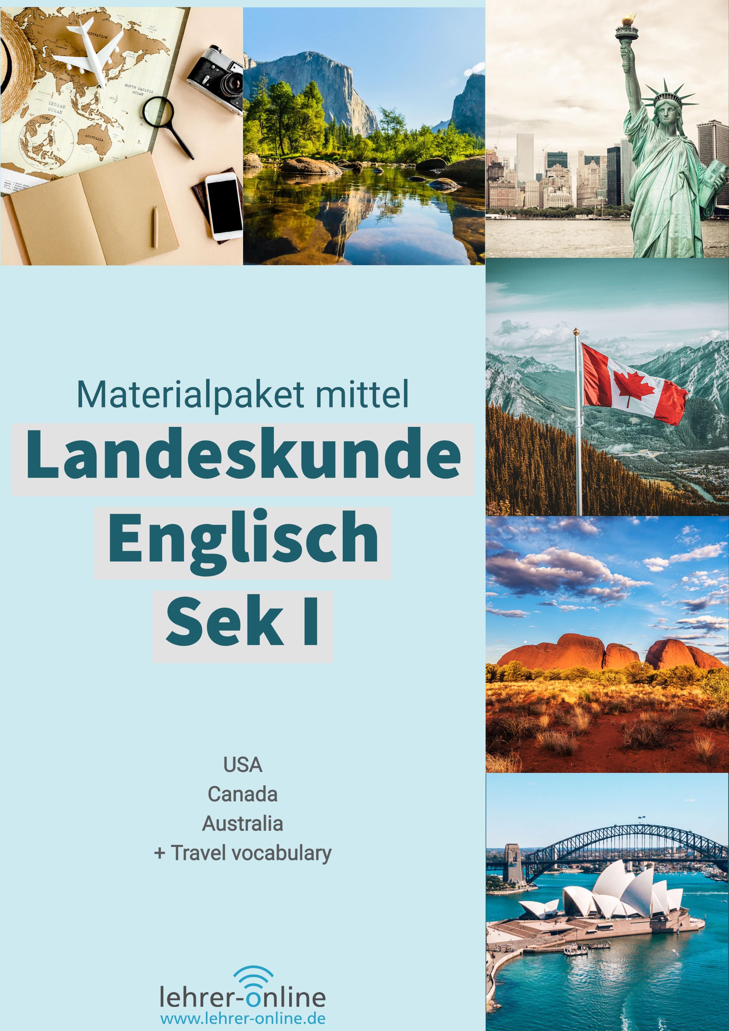Materialpaket zur Landeskunde Englisch MEDIUM Titelbild: Landeskunde Englisch MEDIUM: Nordamerika und Australien