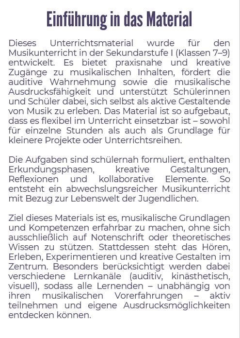 Einführung in das Material Songwriting Einführung in das Material Songwriting