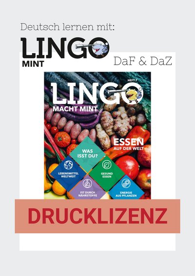 Titelbild: Lingo macht MINT Drucklizenz Ausgabe 7: Essen auf der Welt