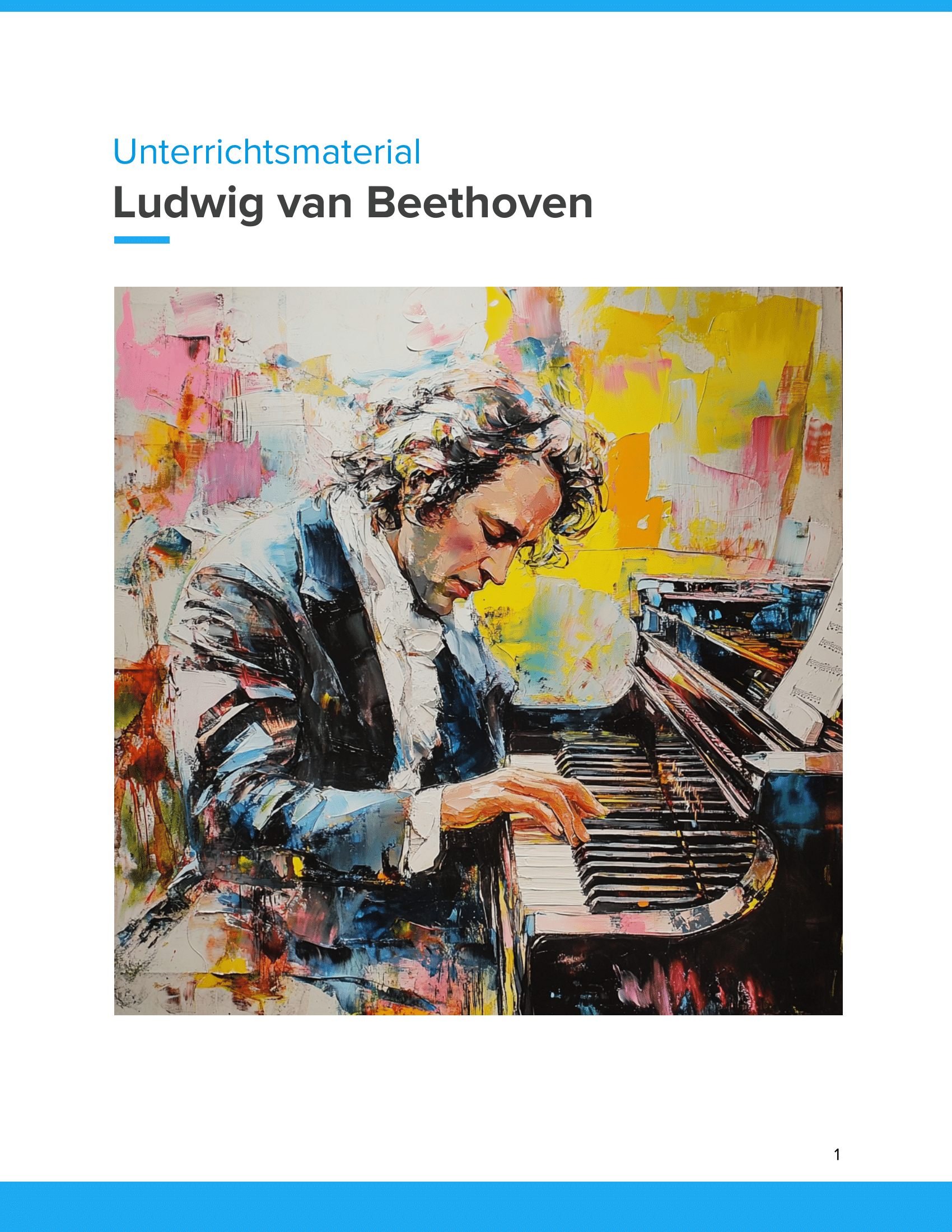 Der Musiker Ludwig van Beethoven Der Musiker Ludwig van Beethoven sitzt am Klavier