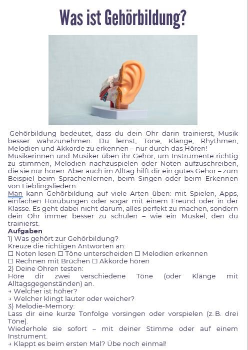 Thematischer Einstieg Gehörbildung Thematischer Einstieg Gehörbildung