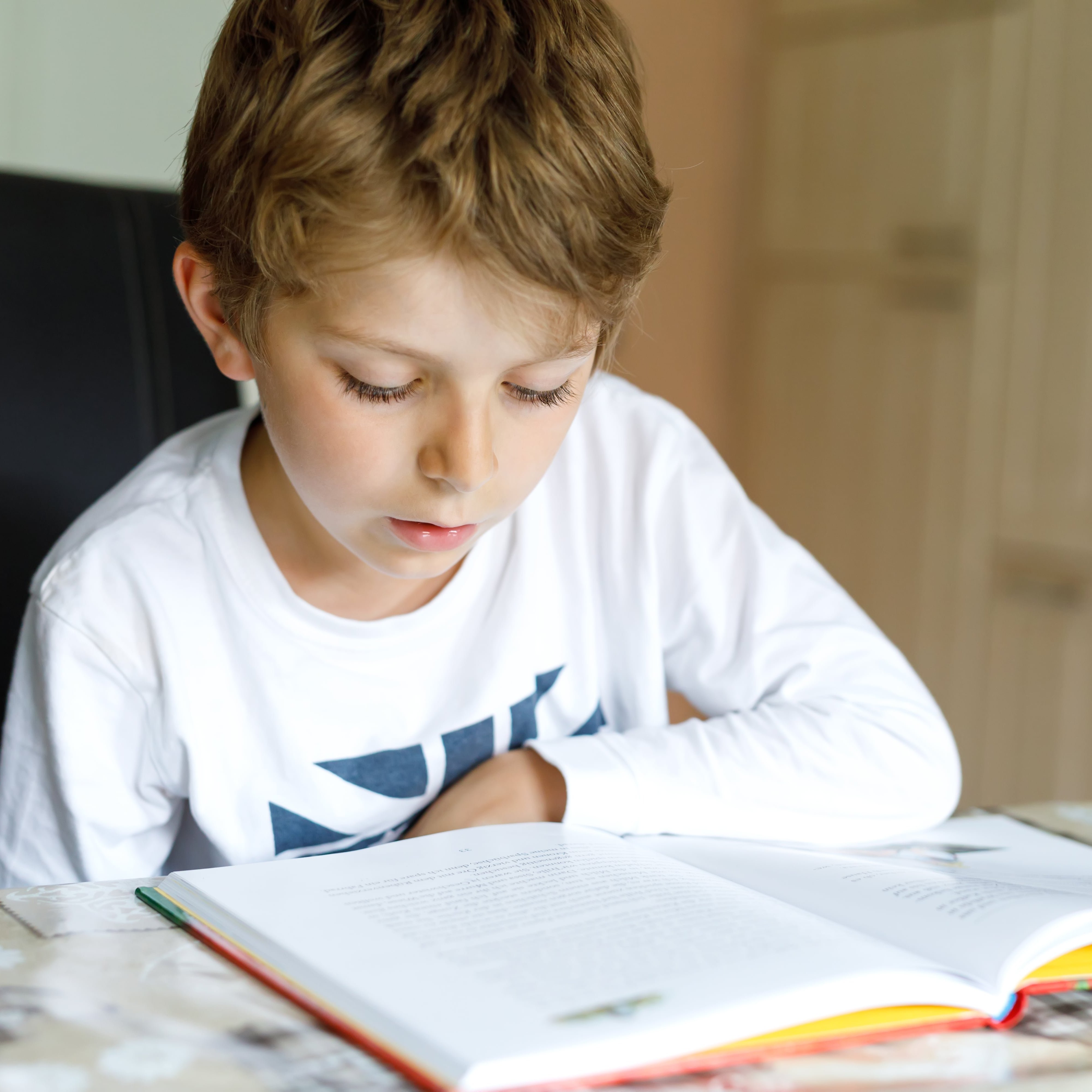 Junge liest ein Buch