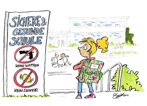 Cartoon: Sichere und gesunde Schule | von Michael Hüter Cartoon: Sichere und gesunde Schule | von Michael Hüter