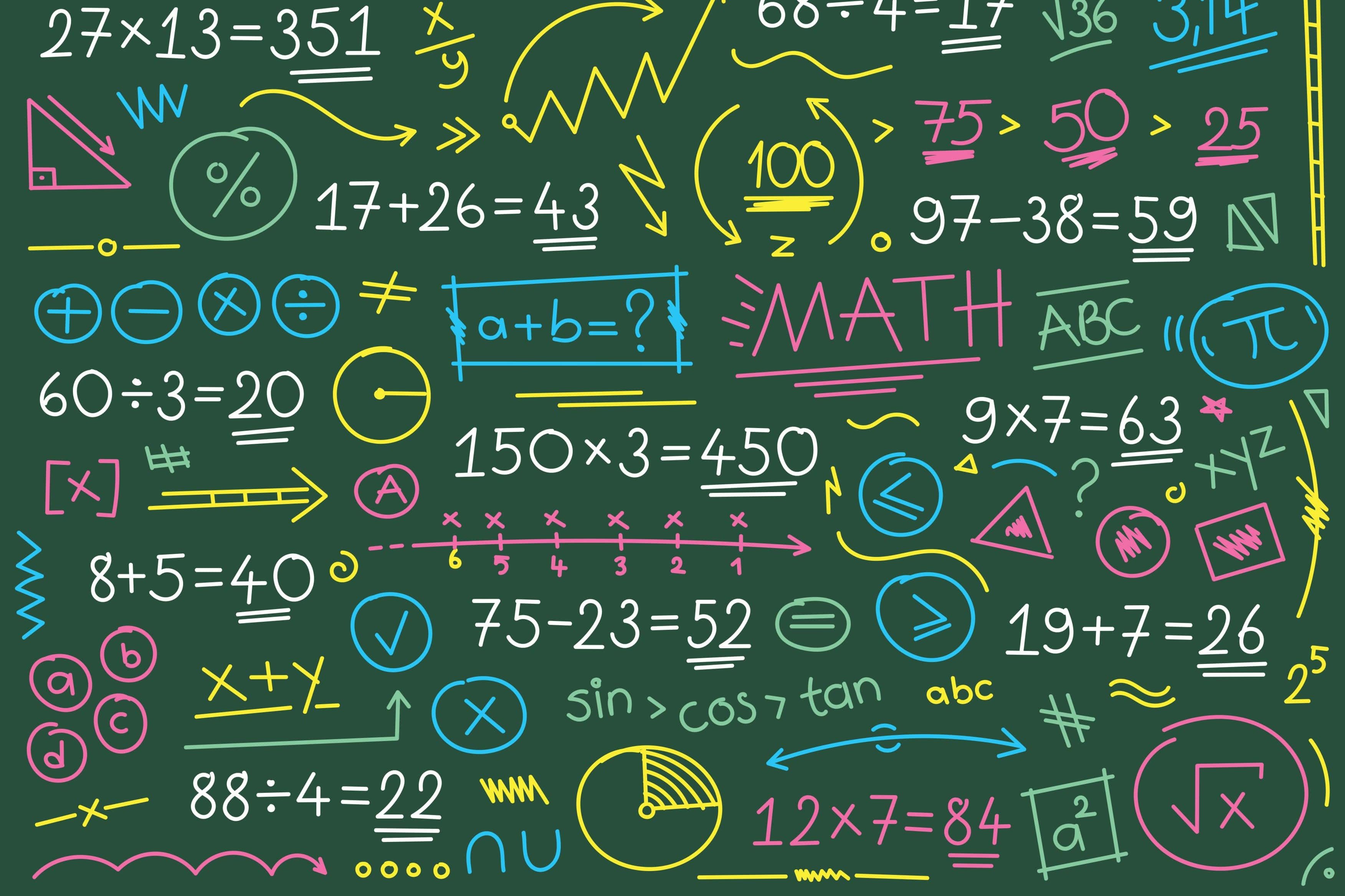 Mathematik Formeln auf einer Tafel