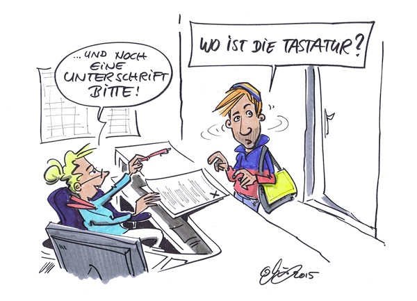 Cartoon von Michael Hüter: Handschrift Cartoon von Michael Hüter: Handschrift