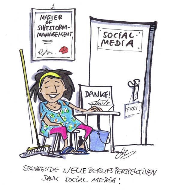 Cartoon von Michael Hüter: Shitstormmaster Cartoon von Michael Hüter: Shitstormmaster