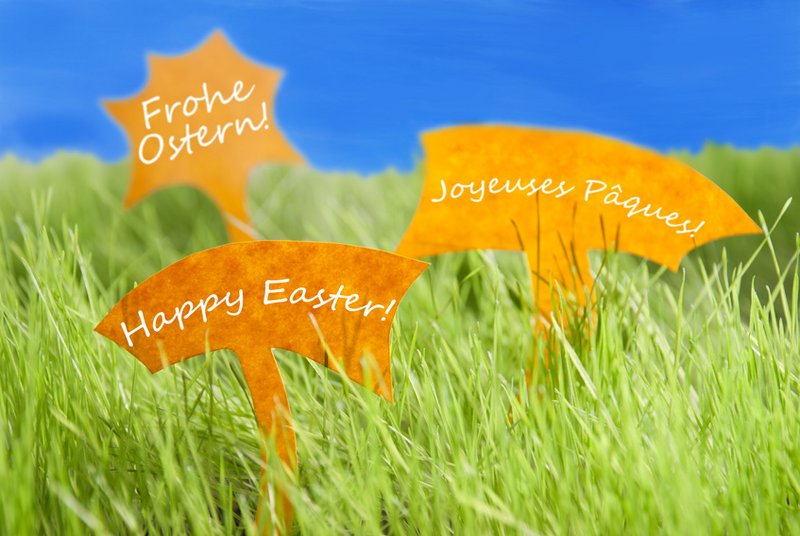 Frohe Ostern auf drei Sprachen
