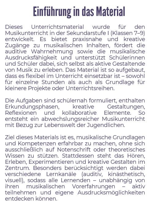 Einführung in das Material Notenschrift Einführung in das Material Notenschrift