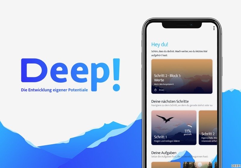 DEEP!-App Berufsorientierung Smartphone mit geöffneter DEEP!-App
