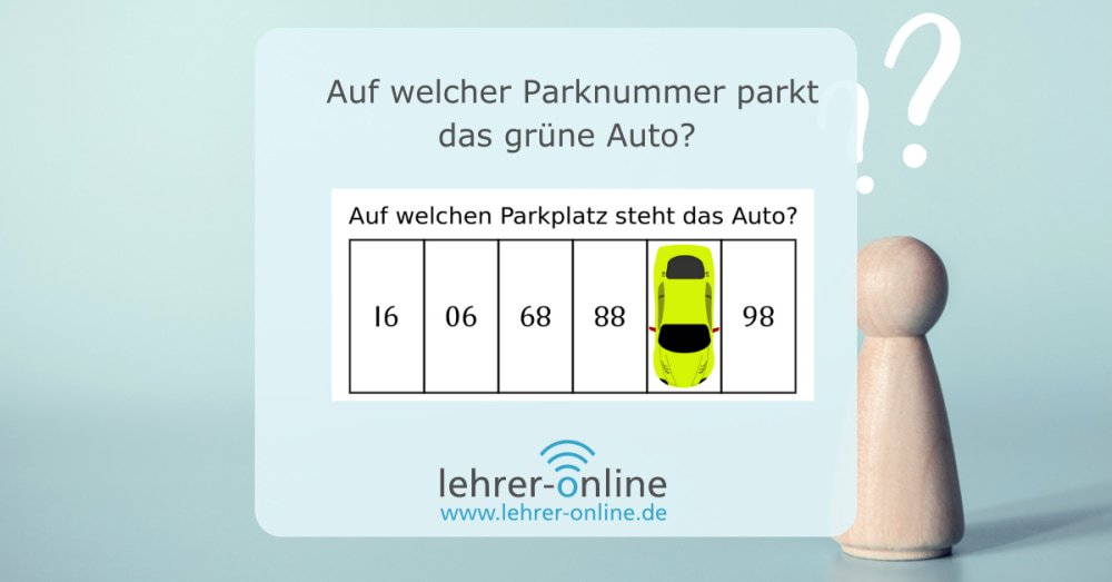 Auf welcher Parkplatznummer steht das grüne Auto?