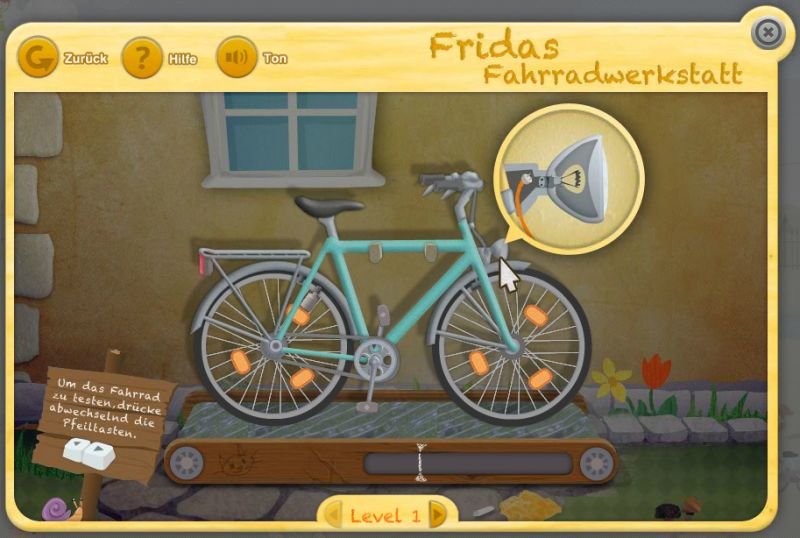 fridas_fahrradwerkstatt_level1_800x538.jpg Unterrichtsmaterial Frids Fahrradwerkstatt - Startbild Level 1