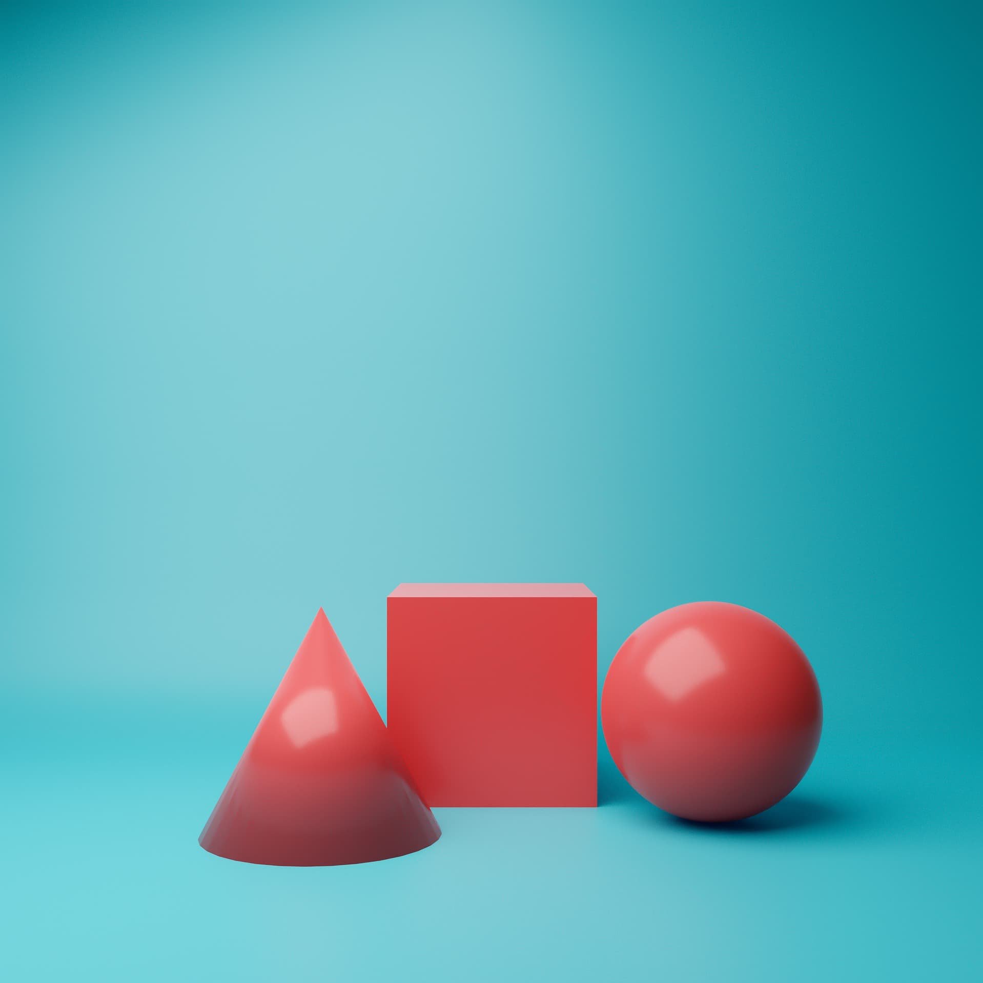 Rote Körper vor blauem Hintergrund