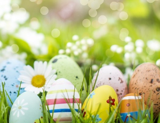 Ostereier auf einer Frühlingswiese