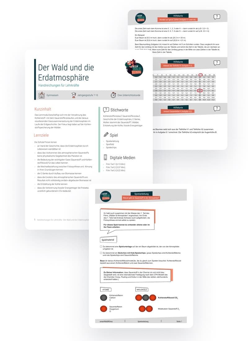 Ausschnitt aus den Lernmodulen von "unserWaldKlima" Ausschnitt aus den Lernmodulen von "unserWaldKlima"