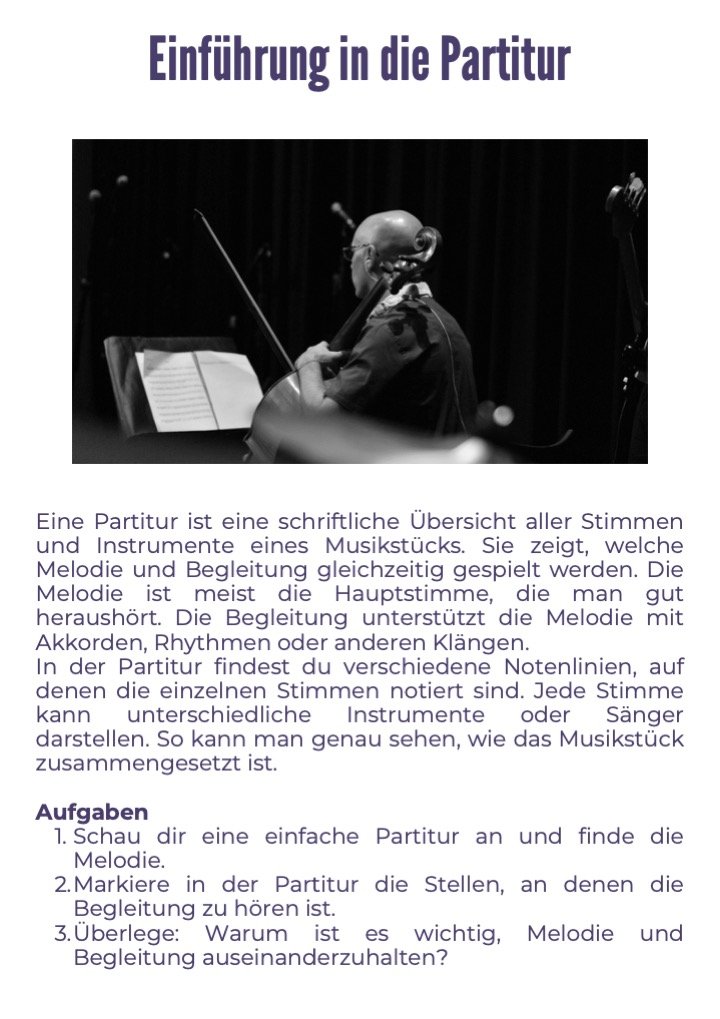 Thematischer Einstieg Partitur Thematischer Einstieg Partitur