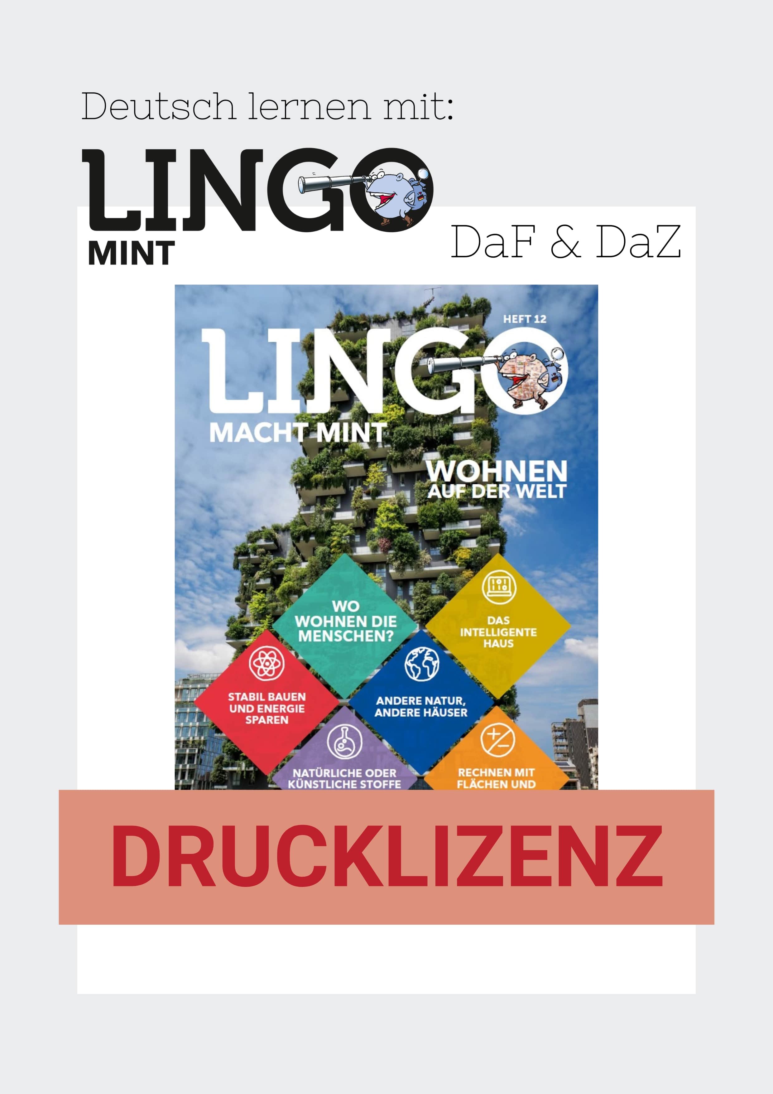 Titelbild: Lingo macht MINT Drucklizenz 12 Wohnen auf der Welt Titelbild: Lingo macht MINT Drucklizenz 12 Wohnen auf der Welt