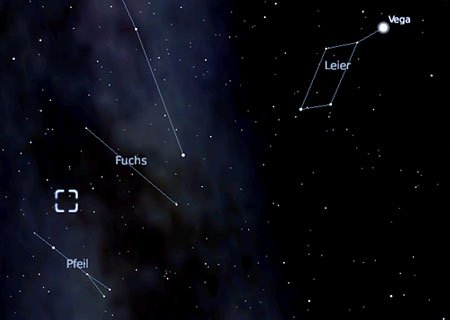 aufsuchkarte_hantelnebel_ma.jpg Position des Hantelnebels zwischen Leier, Fuchs und Pfeil (erstellt mit Stellarium)