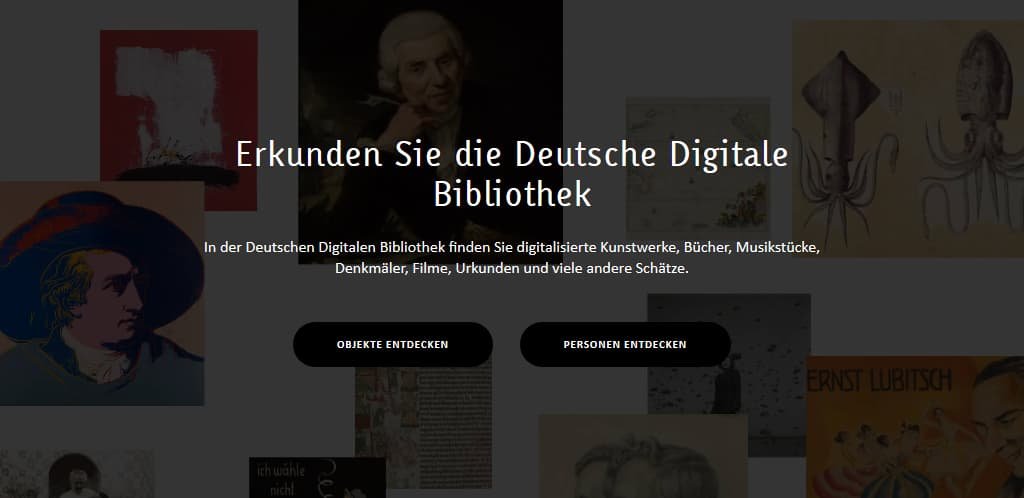 Erkunden Sie die Deutsche Digitale Bibliothek! Screenshot der Hauptseite der Deutschen Digitalen Bibliothek