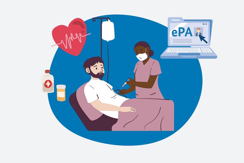 Eine Ärztin gibt einem Patienten eine Spritze.